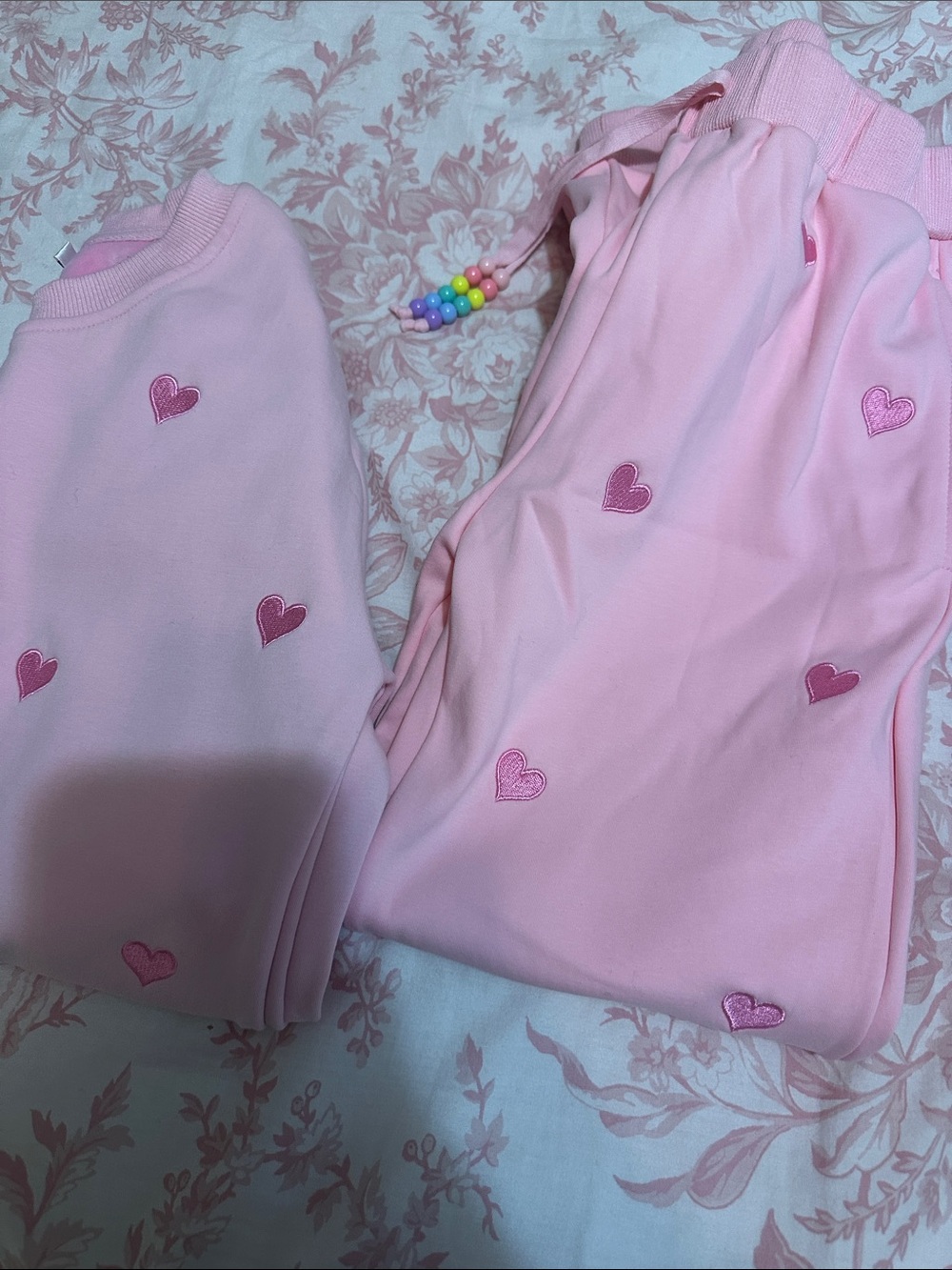 Lola + The Boys Pink Heart Embroidered Kids Pajama Set - Picture 12 of 13
